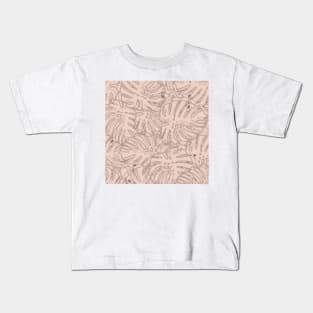 Seamless Leaves Draw Background Fashion Print Kids T-Shirt